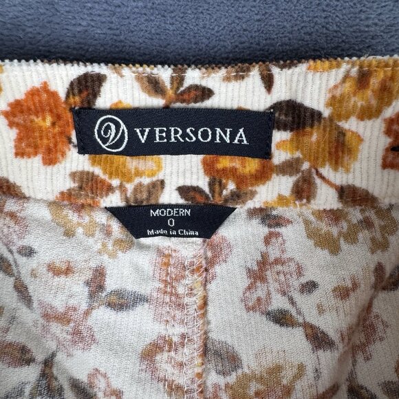 VERSONA Modern Floral Flare Corduroy Pants Bellbottom Jeans Hippie Boho Sz 0 - Picture 7 of 11